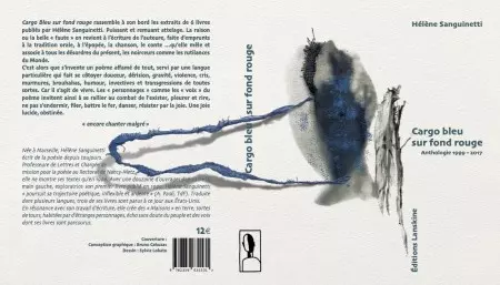 Cargo bleu sur fond rouge